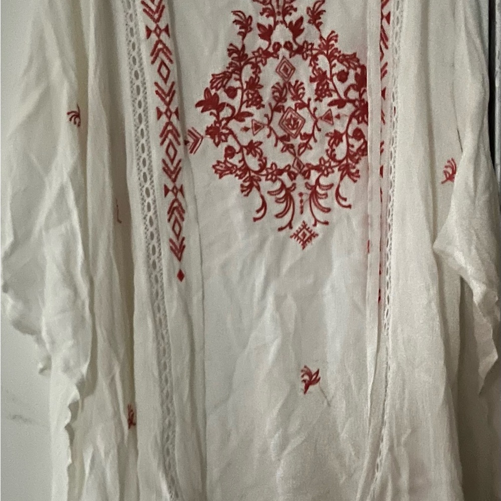 White Kimono with orange Embroidery size large Miss Me Girls